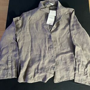 Zara Gray Button-Up Blouse